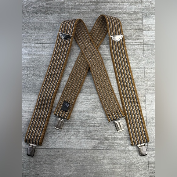 Unbranded X Back Clip Down Suspenders Braces Striped 2” Work Wear Adjustable - Picture 1 of 14